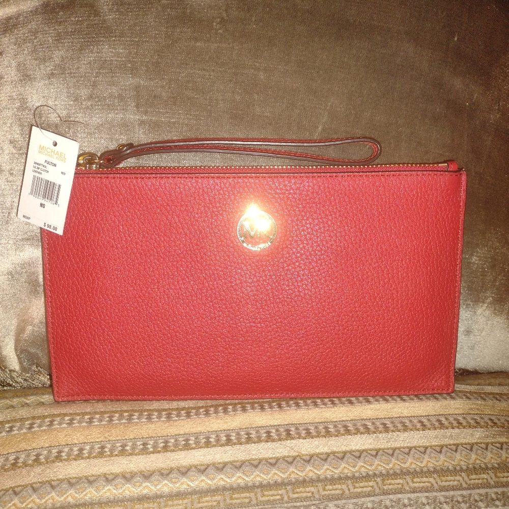 Red Michael Kors Fulton wristlet